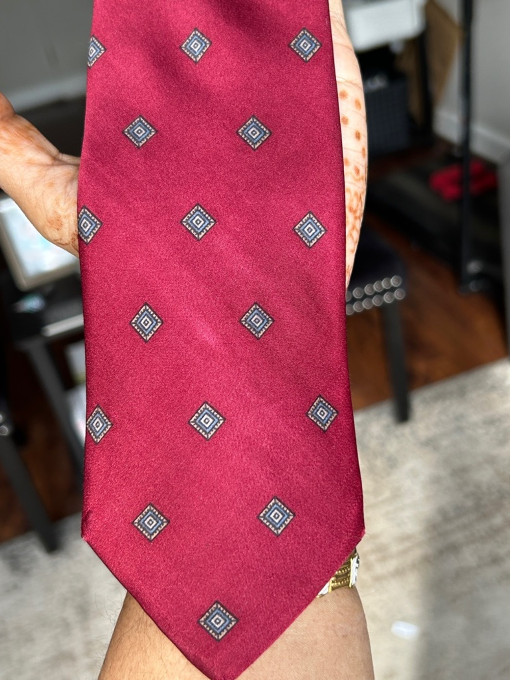 Men's Givenchy Burgundy Geometric Silk Tie